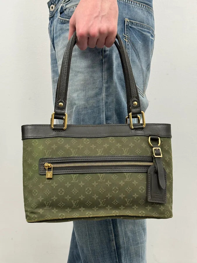 AW2006 Louis Vuitton Khaki Green Monogram Lin Tote Bag  auyvQil 1