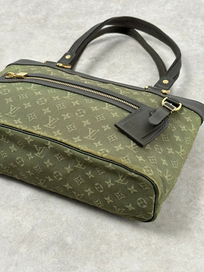 AW2006 Louis Vuitton Khaki Green Monogram Lin Tote Bag  auyvQil 5
