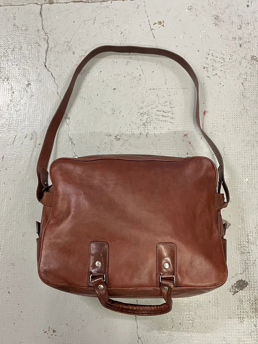 2006 Maison Margiela H&M Upside Brown Leather Shoulder Bag PgJTfvw 0