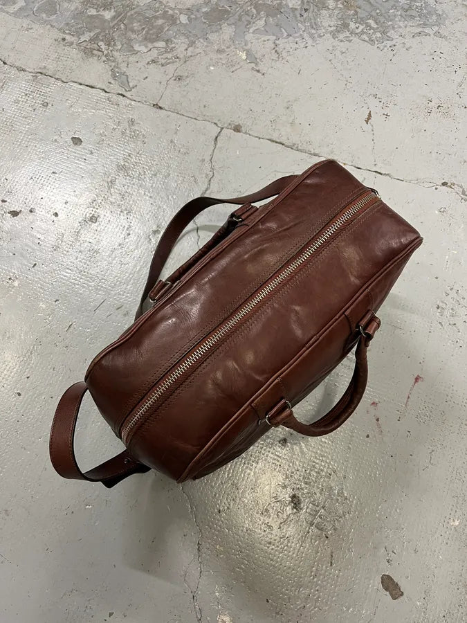 2006 Maison Margiela H&M Upside Brown Leather Shoulder Bag PgJTfvw 6