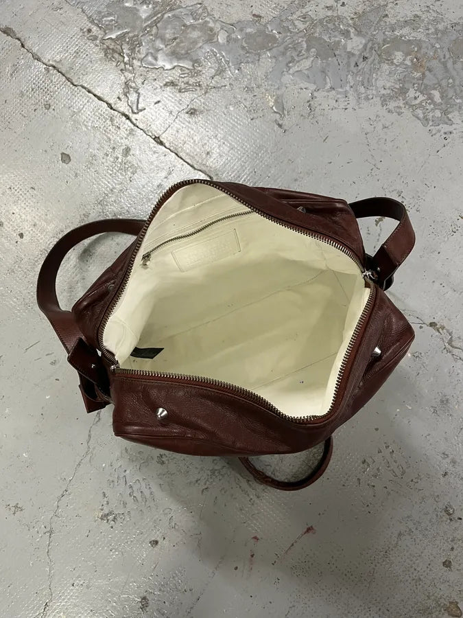 2006 Maison Margiela H&M Upside Brown Leather Shoulder Bag PgJTfvw 8