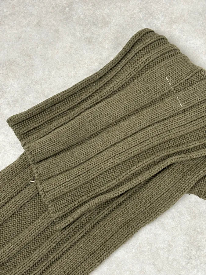 AW2006 Maison Martin Margiela Khaki Wool Ribbed Knit Scarf RnBRYzg 6