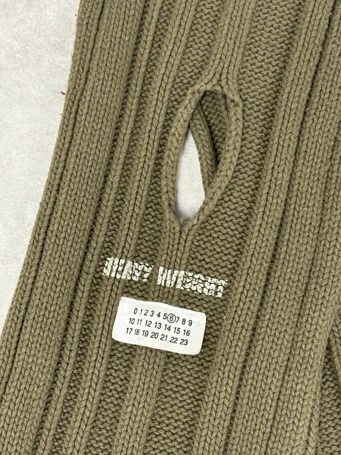 AW2006 Maison Martin Margiela Khaki Wool Ribbed Knit Scarf RnBRYzg 3