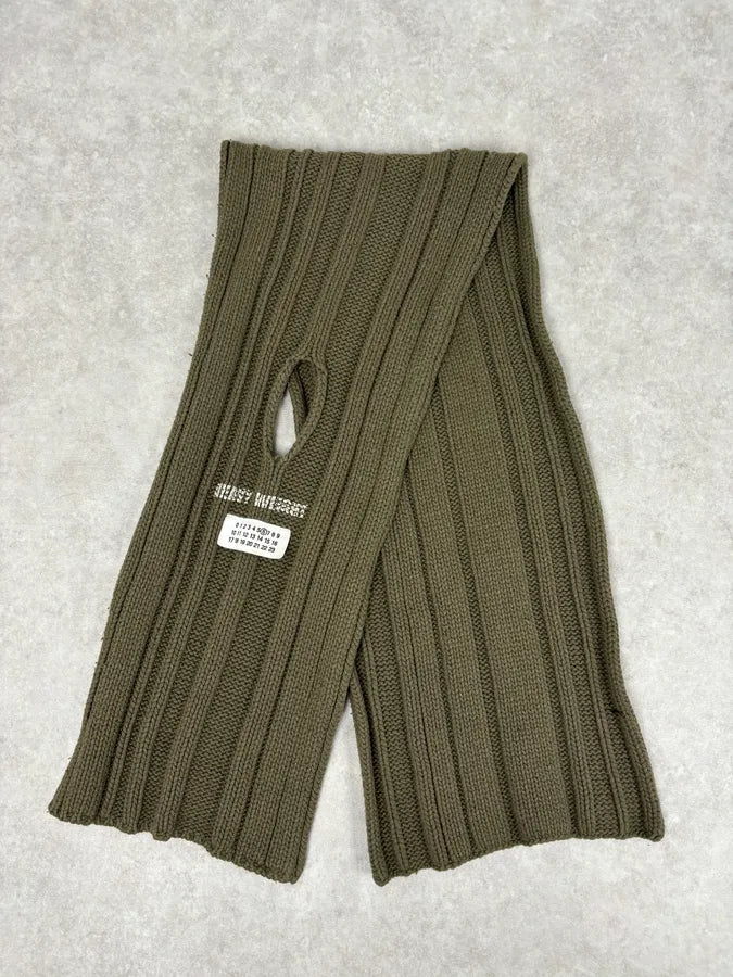 AW2006 Maison Martin Margiela Khaki Wool Ribbed Knit Scarf RnBRYzg 1