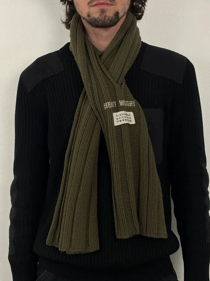 AW2006 Maison Martin Margiela Khaki Wool Ribbed Knit Scarf RnBRYzg 2