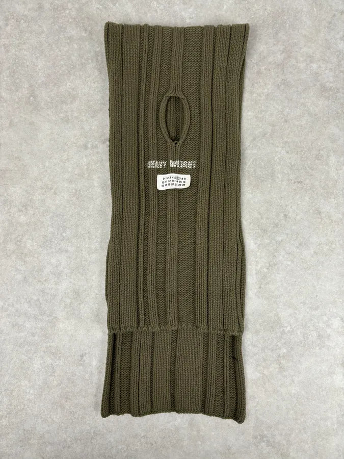 AW2006 Maison Martin Margiela Khaki Wool Ribbed Knit Scarf RnBRYzg 4