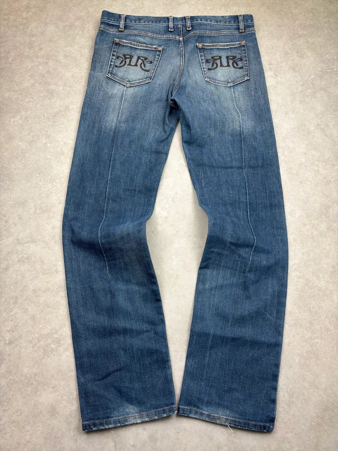 AW2006 Roberto Cavalli Blue Denim Embroidered Jeans OFAHHnA 5