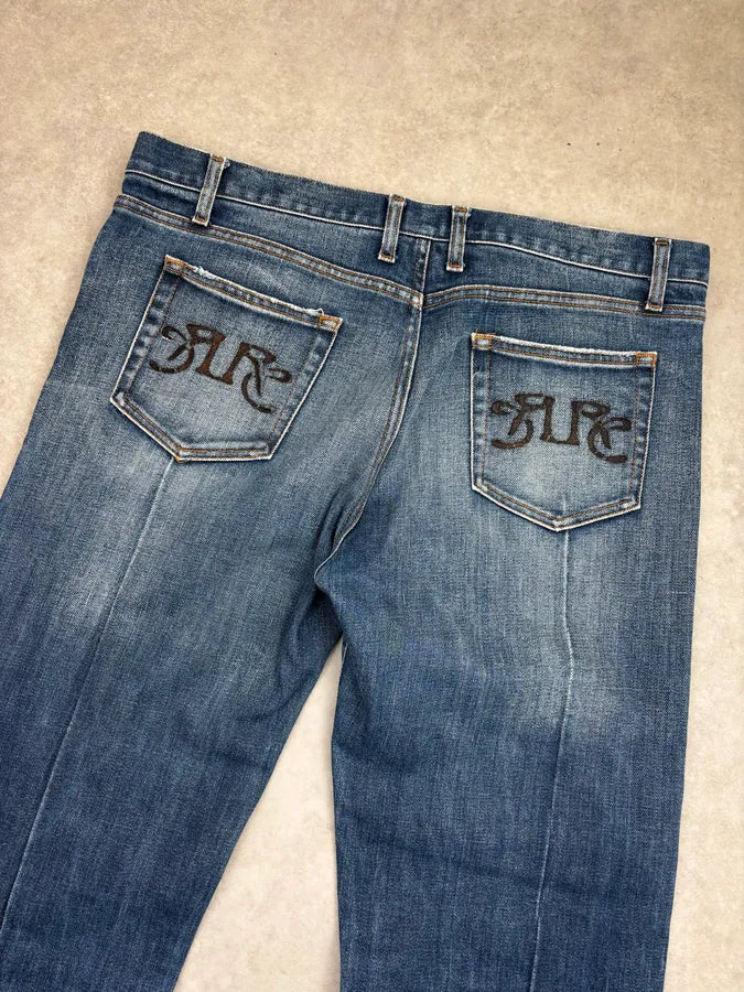 AW2006 Roberto Cavalli Blue Denim Embroidered Jeans OFAHHnA 6