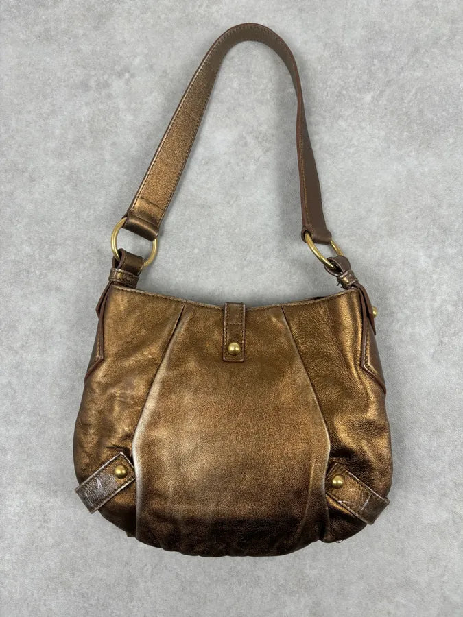 AW2006 Yves Saint Laurent Bronze Leather Bow Shoulder Bag FAUDfxM 8