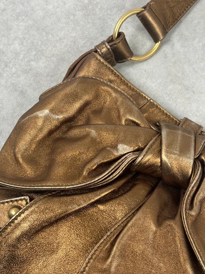 AW2006 Yves Saint Laurent Bronze Leather Bow Shoulder Bag FAUDfxM 13