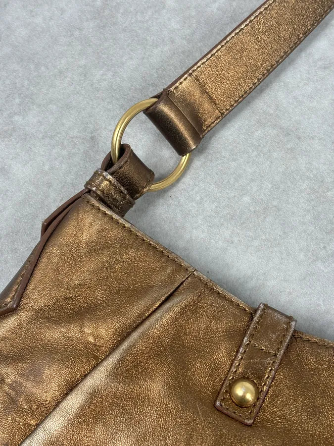 AW2006 Yves Saint Laurent Bronze Leather Bow Shoulder Bag FAUDfxM 11