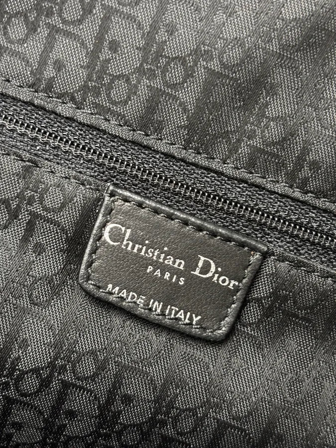 SS2007 Christian Dior Black Leather Pleated Embroidered Handle Bag hpNFOqs 19