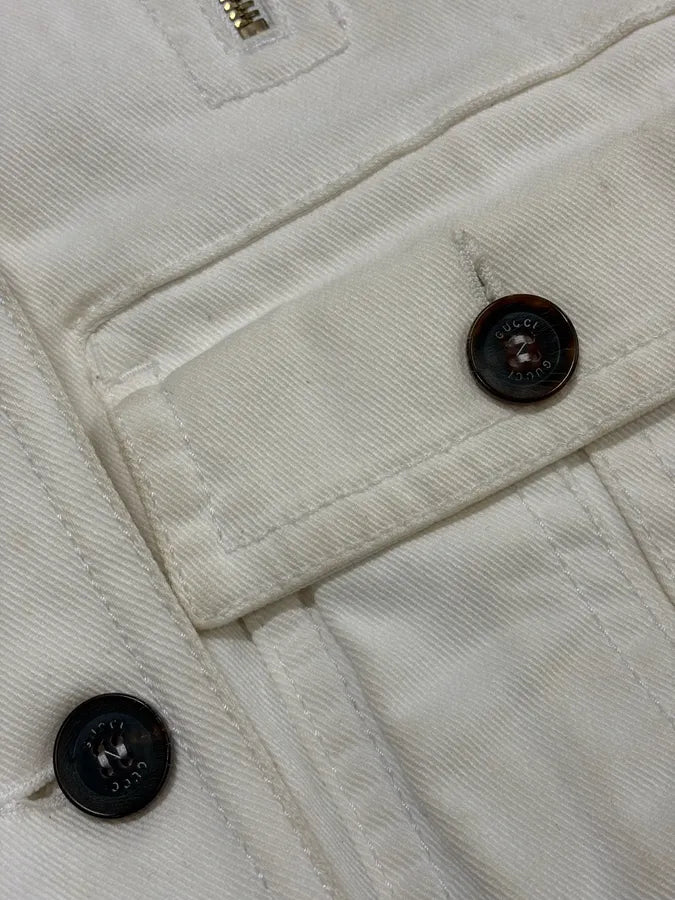 SS2007 Gucci Cream Madonna Multi-Pocket Bomber Jacket WAgmVfs 9