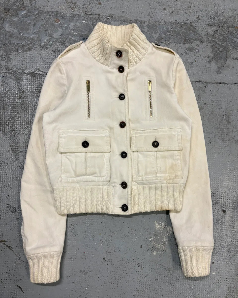 SS2007 Gucci Cream Madonna Multi-Pocket Bomber Jacket WAgmVfs 0
