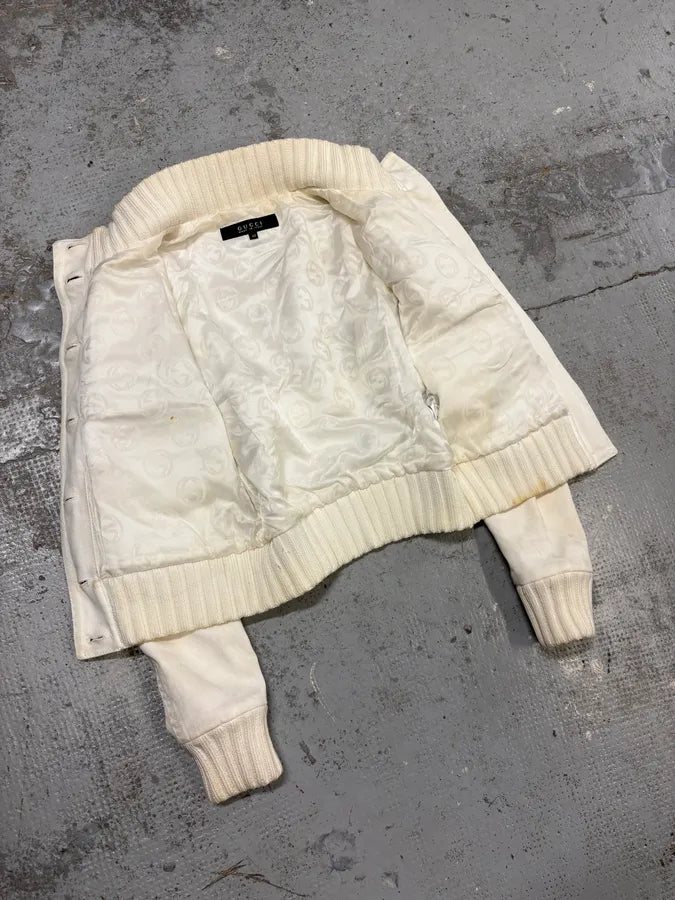 SS2007 Gucci Cream Madonna Multi-Pocket Bomber Jacket WAgmVfs 6