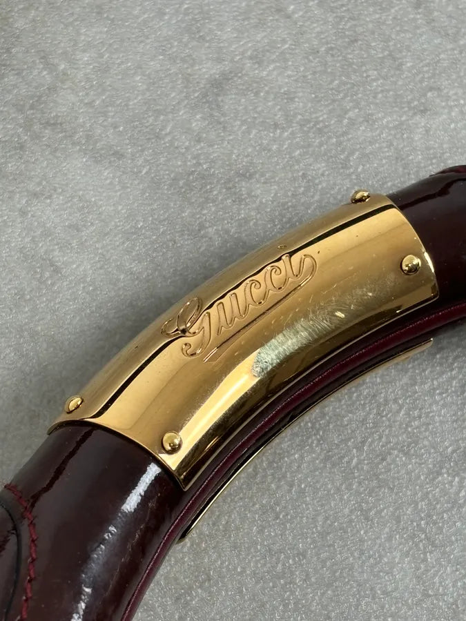 SS2009 Gucci Indy Bordeaux Red Patent Leather Bamboo Handle Bag KlsSosP 13