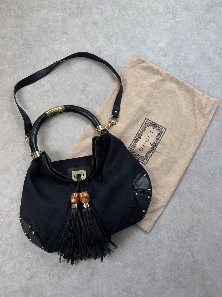2008 Gucci Black Canvas Bamboo Handle Bag by Frida Giannini RCBYSRE 0