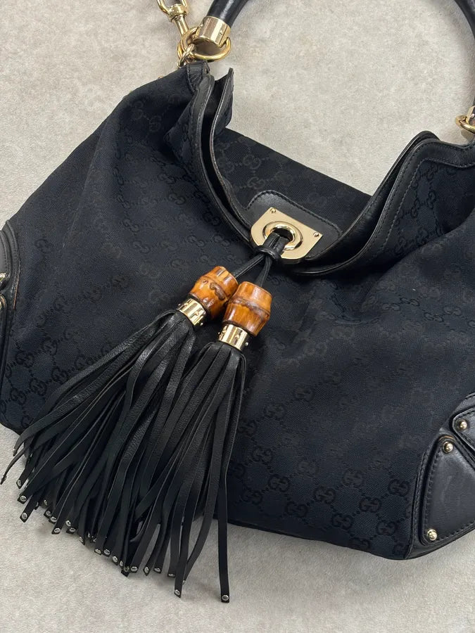 2008 Gucci Black Canvas Bamboo Handle Bag by Frida Giannini RCBYSRE 4