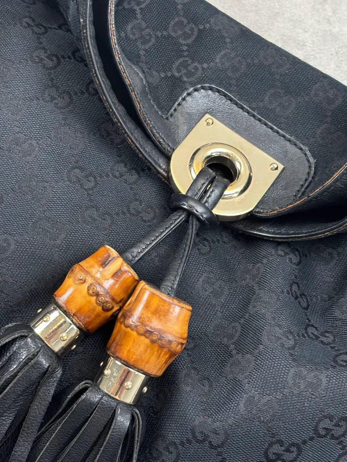2008 Gucci Black Canvas Bamboo Handle Bag by Frida Giannini RCBYSRE 6