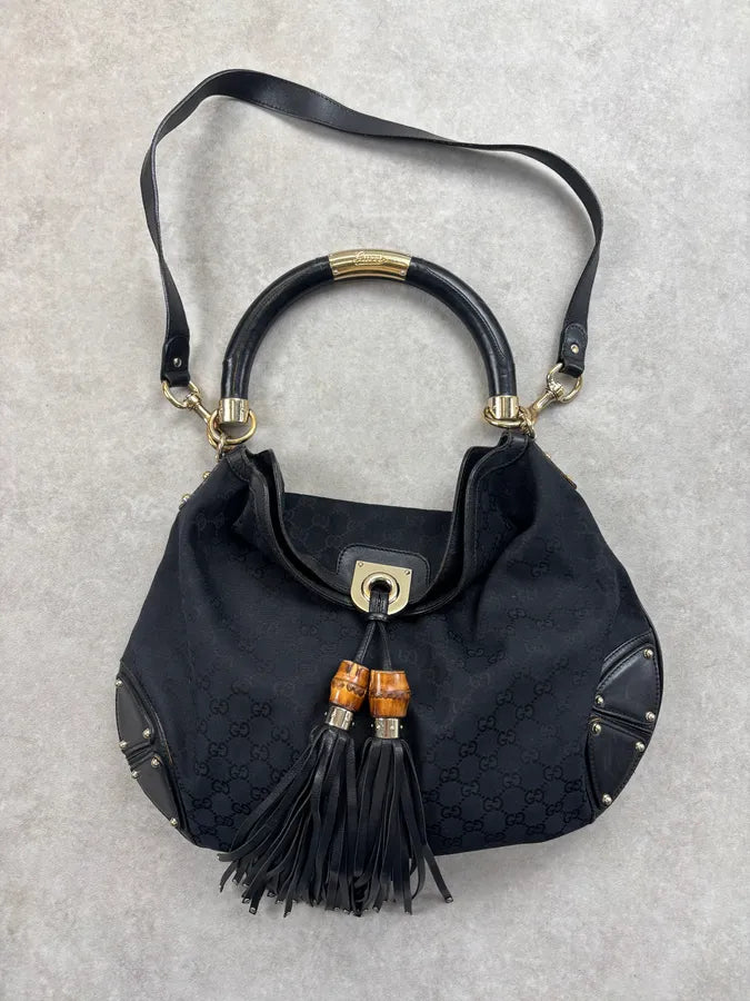 2008 Gucci Black Canvas Bamboo Handle Bag by Frida Giannini RCBYSRE 3