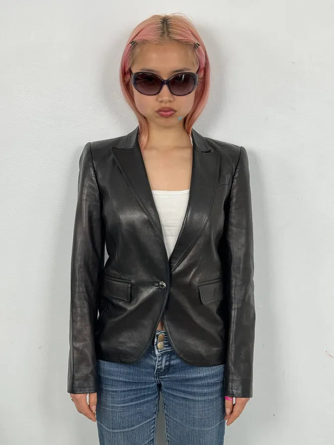 FW2001 Gucci Black Leather Minimal Blazer Jacket by Tom Ford poZspvA 2