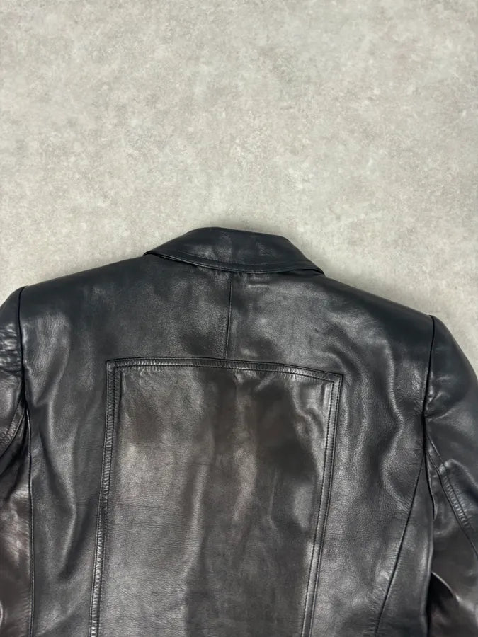 FW2001 Gucci Black Leather Minimal Blazer Jacket by Tom Ford poZspvA 6
