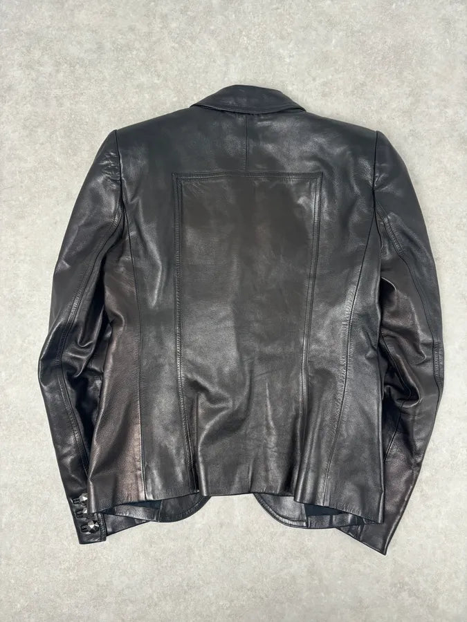 FW2001 Gucci Black Leather Minimal Blazer Jacket by Tom Ford poZspvA 5
