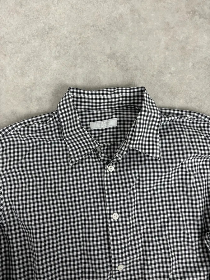SS2008 Prada Black White Checkered Shirt NnxglVG 4