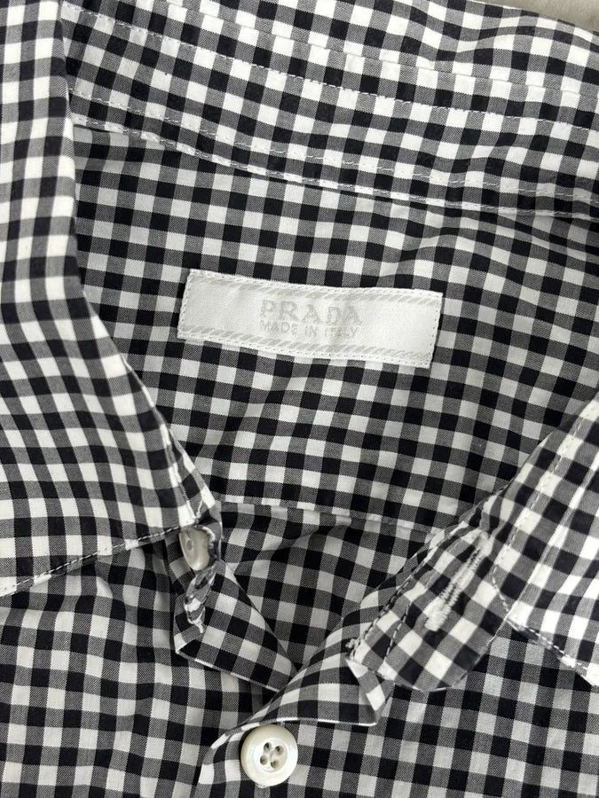 SS2008 Prada Black White Checkered Shirt NnxglVG 8