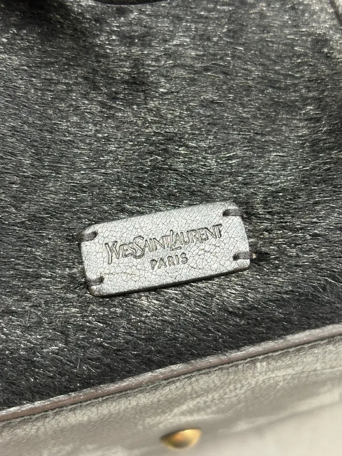 AW2008 Yves Saint Laurent Black Leather Pony Hair Muse Handle Bag DqKWbhD 9