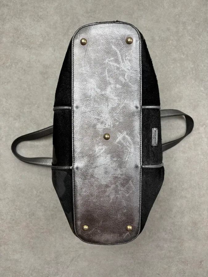AW2008 Yves Saint Laurent Black Leather Pony Hair Muse Handle Bag DqKWbhD 6