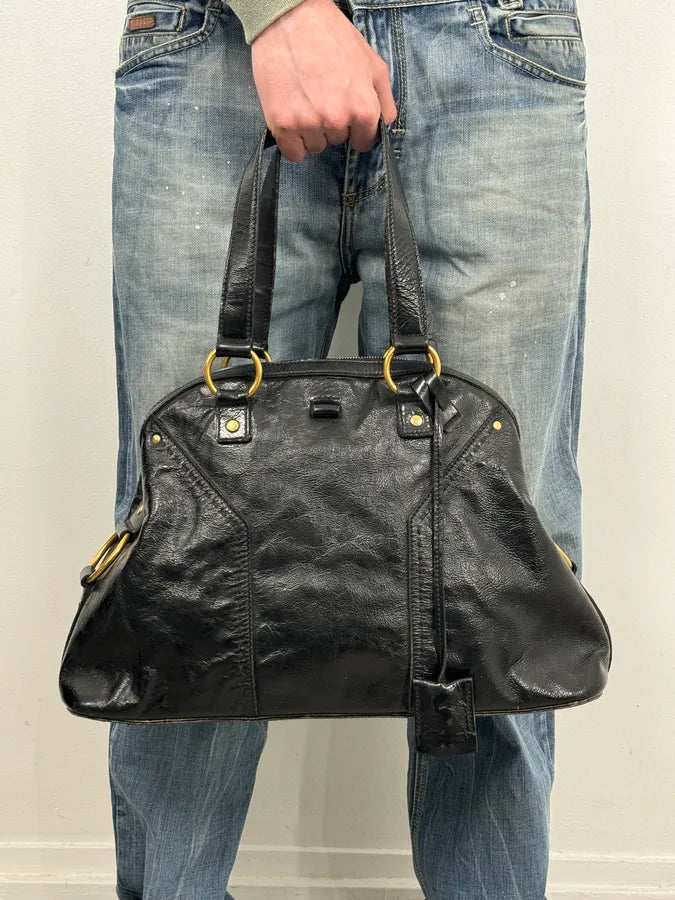AW2008 Saint Laurent Black Leather Muse Handle Bag  mLVIvGc 2