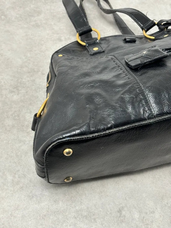 AW2008 Saint Laurent Black Leather Muse Handle Bag  mLVIvGc 5
