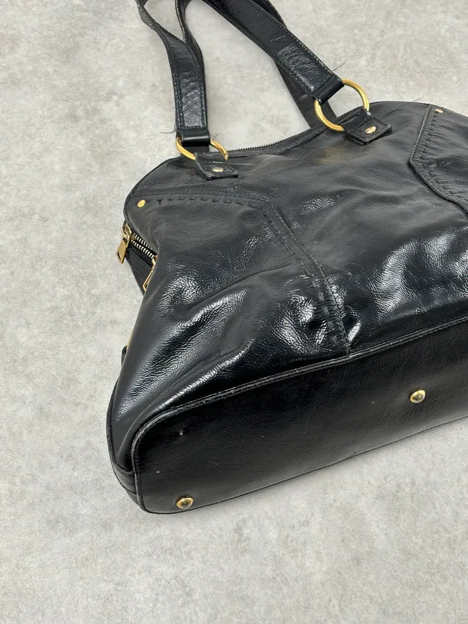 AW2008 Saint Laurent Black Leather Muse Handle Bag  mLVIvGc 9