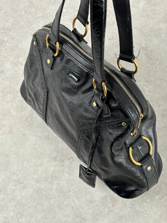 AW2008 Saint Laurent Black Leather Muse Handle Bag  mLVIvGc 8