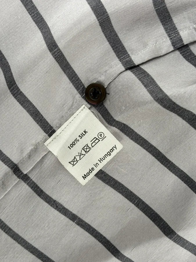 SS2009 Dries van Noten Grey Black Silk Striped Blouse Shirt FKOMRkv 10