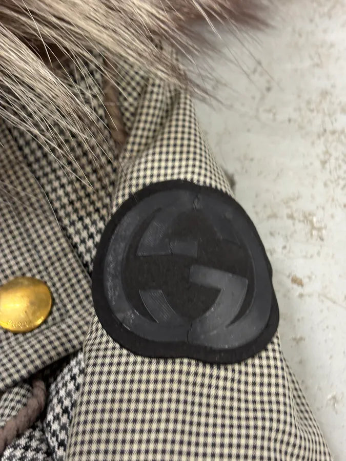 AW2009 Gucci Nylon Fur-Trimmed Checkered Jacket by Frida Giannini umSJxtR 8