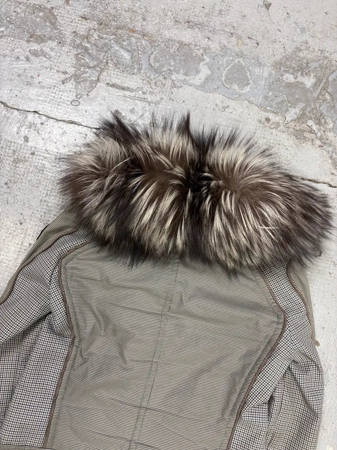 AW2009 Gucci Nylon Fur-Trimmed Checkered Jacket by Frida Giannini umSJxtR 5