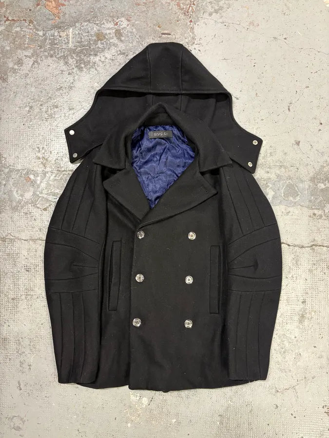 2000s Gucci Black Wool Double-Breasted Coat UXWpsiO 4