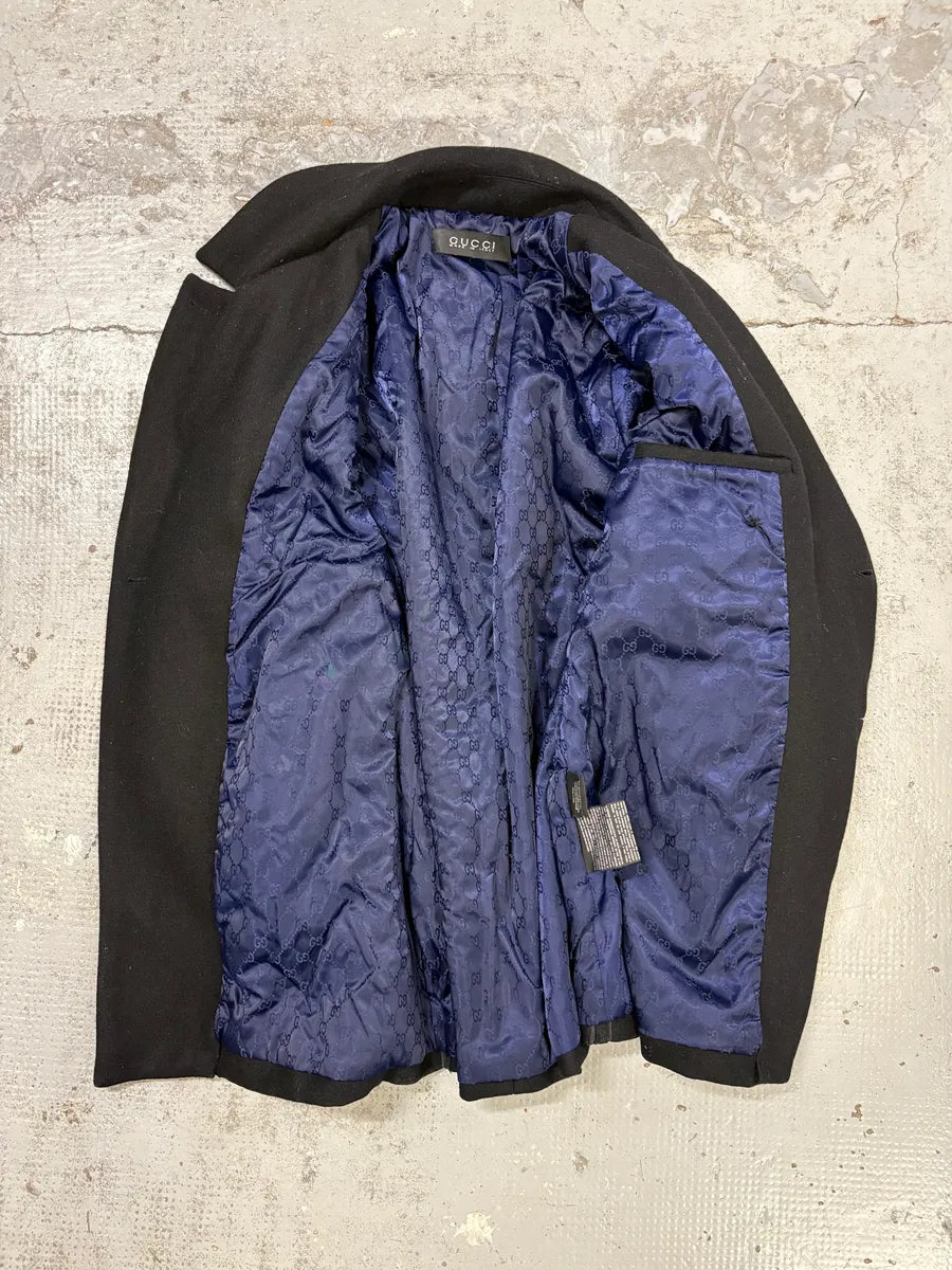 2000s Gucci Black Wool Double-Breasted Coat UXWpsiO 7