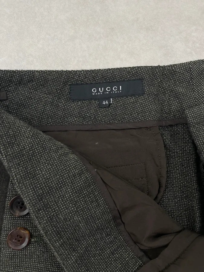 AW2009 Gucci Dark Grey Wool Buttoned-Detail Pants by Frida Giannini ShaYvsu 8