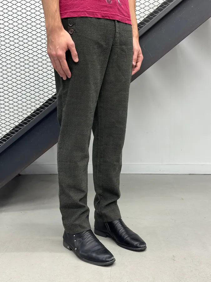 AW2009 Gucci Dark Grey Wool Buttoned-Detail Pants by Frida Giannini ShaYvsu 2