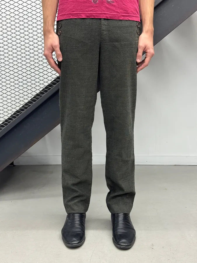 AW2009 Gucci Dark Grey Wool Buttoned-Detail Pants by Frida Giannini ShaYvsu 1