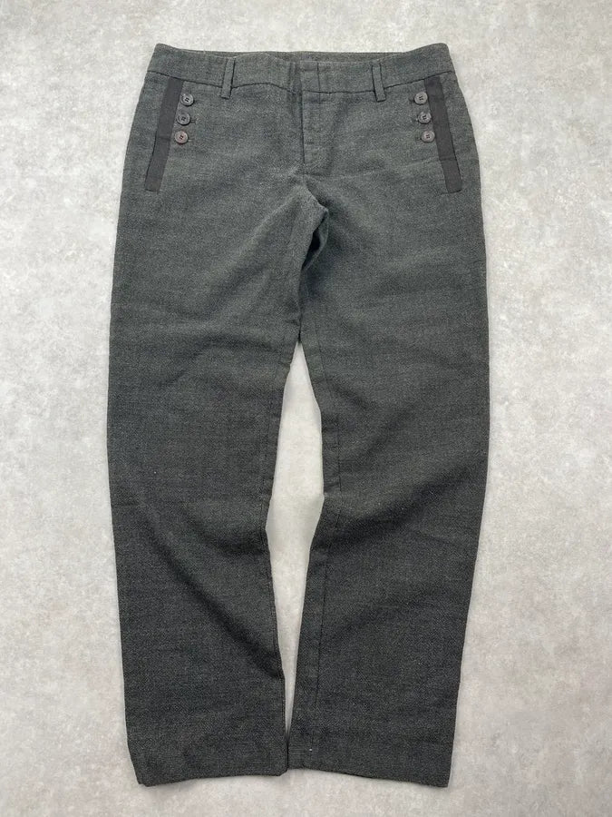 AW2009 Gucci Dark Grey Wool Buttoned-Detail Pants by Frida Giannini ShaYvsu 0