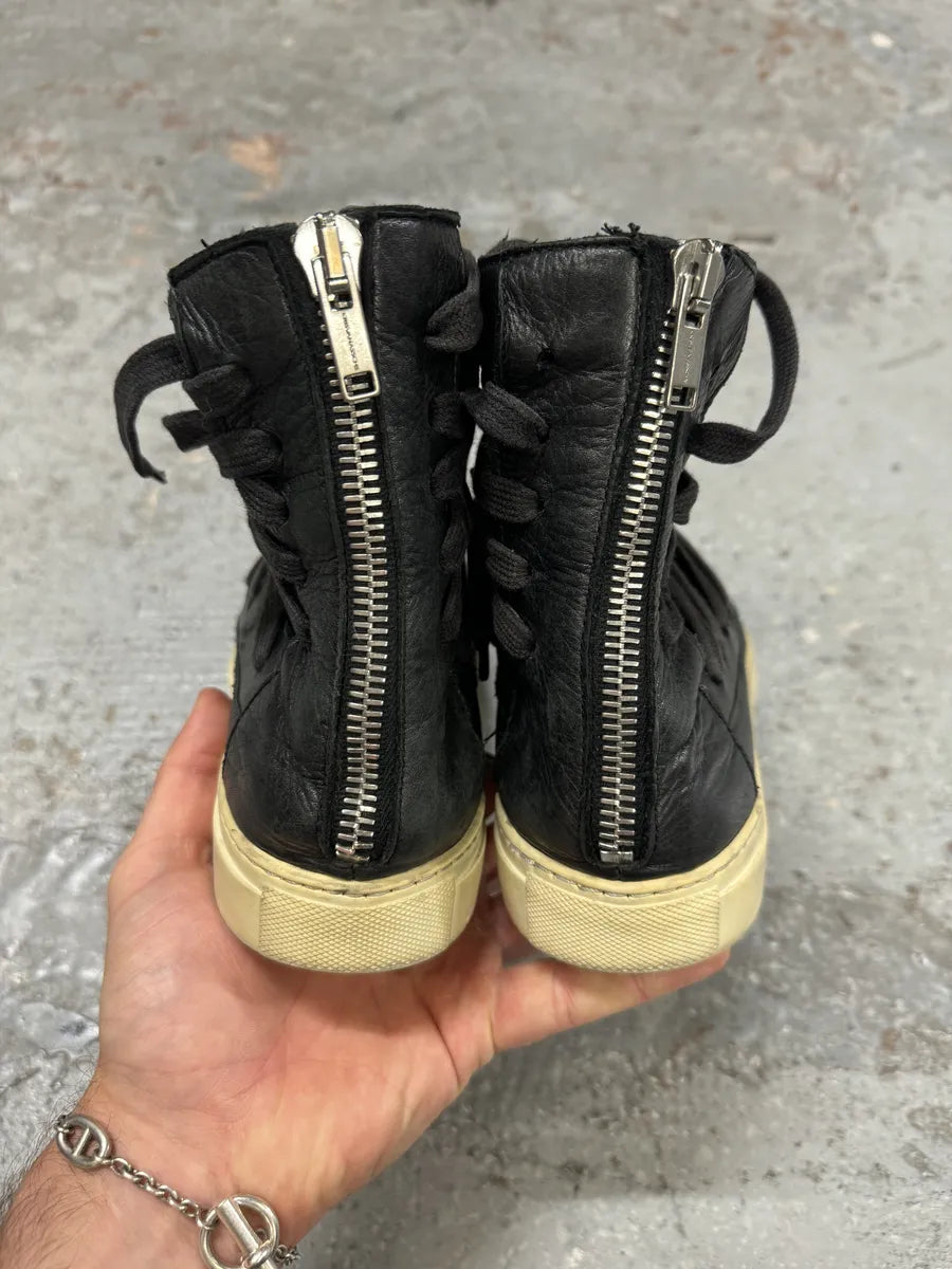 2009 Kris Van Assche Black Megalaced High Leather Sneakers tsGxazu 3
