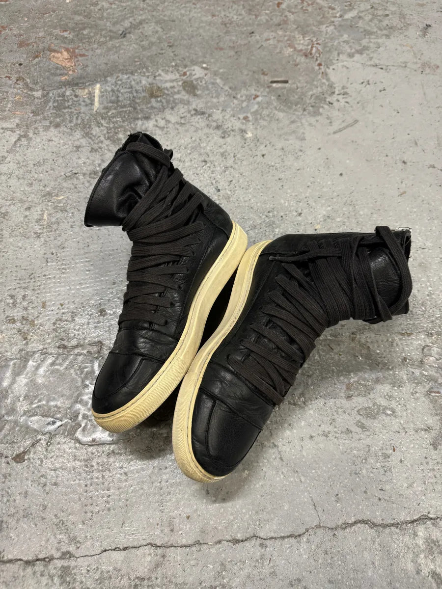2009 Kris Van Assche Black Megalaced High Leather Sneakers tsGxazu 4