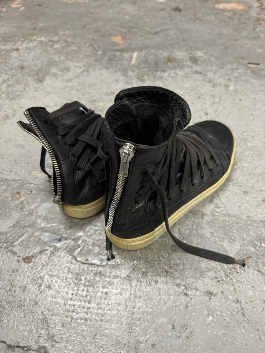 2009 Kris Van Assche Black Megalaced High Leather Sneakers tsGxazu 6