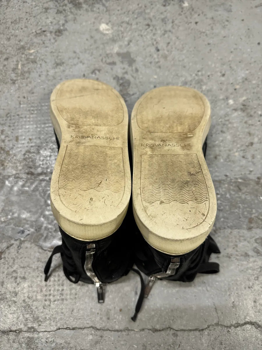 2009 Kris Van Assche Black Megalaced High Leather Sneakers tsGxazu 7