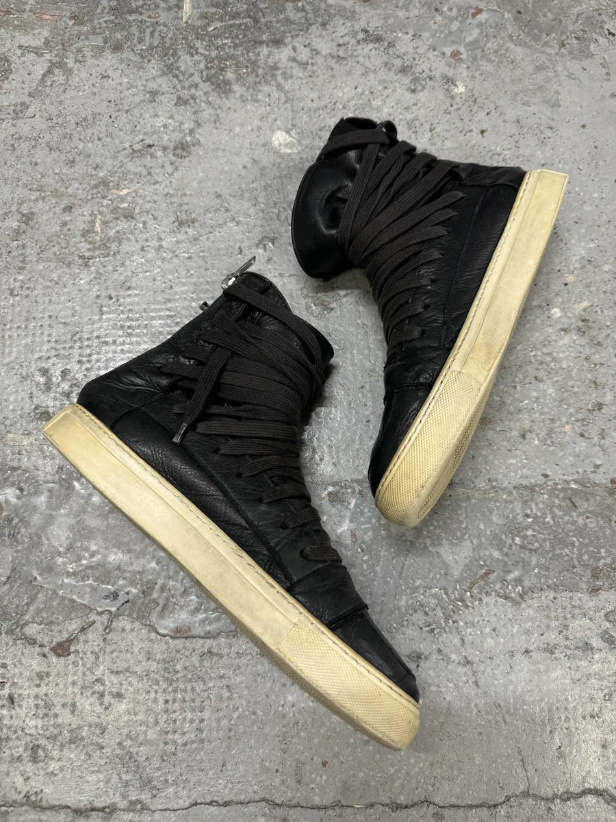 2009 Kris Van Assche Black Megalaced High Leather Sneakers tsGxazu 8