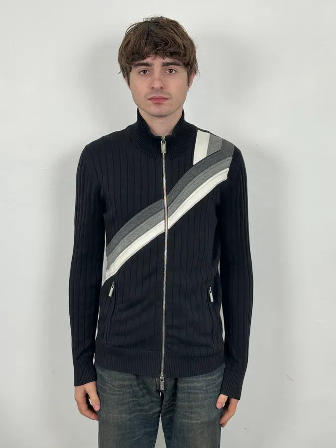 200s Dirk Bikkembergs Cross Lines Black Wool Zip-Up Sweater ngVcTjA 1